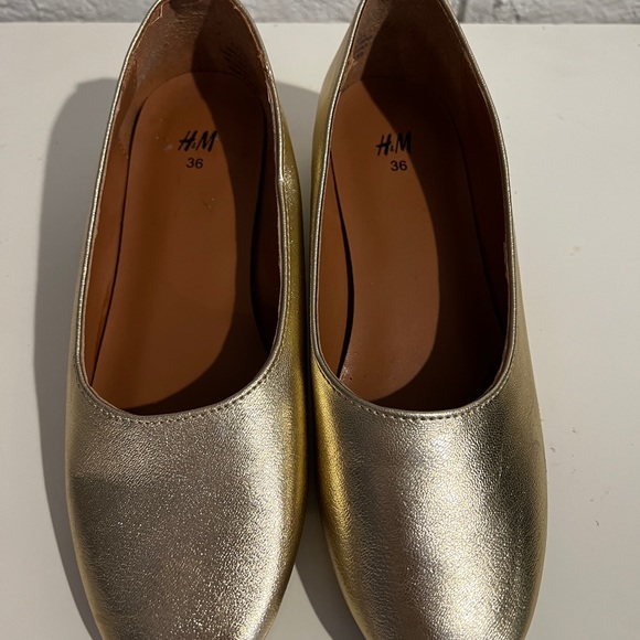 H&M GOLD BALLET HEELS WOMEN'S SIZE 36/5.5 - Picture 11 of 12